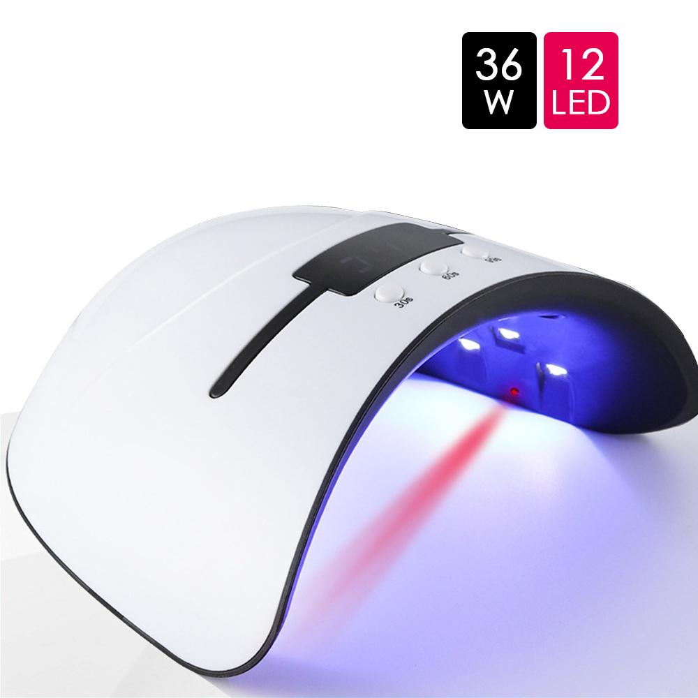 36W UV Led Lamp for Nails Manicure LCD Screen Lamp Curing All Gel Polish Smart Sensor 12 LED Beads
