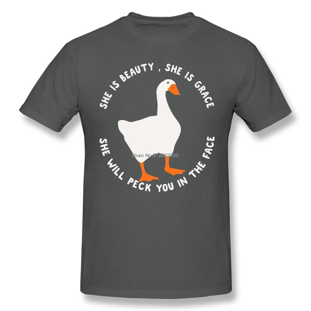 She Is Beauty She Is Grace Goose Lady Funny Tshirt Cotton T Shirt Hombre Untitled Goose Games Men Fashion Streetwear TShirt