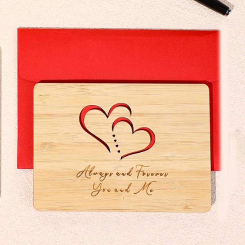 User Friendly Engraved Wedding Anniversary Card Birthday Gift Wood Accessories Decoration Piece Celebration Card