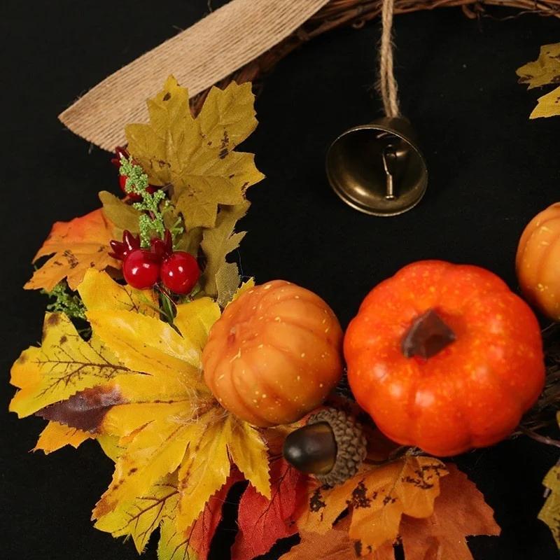 Takkefest Halloween Dørhenger Gresskar Lønneblad Bjelle Krans Husholdningsdekorasjon Halloween Vegghenger