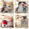 Cute Girl School Decorations 2 Pillow Case Natural Linen Pillow Case Double-Sided Decor Sofa Pillowcase Home Decor
