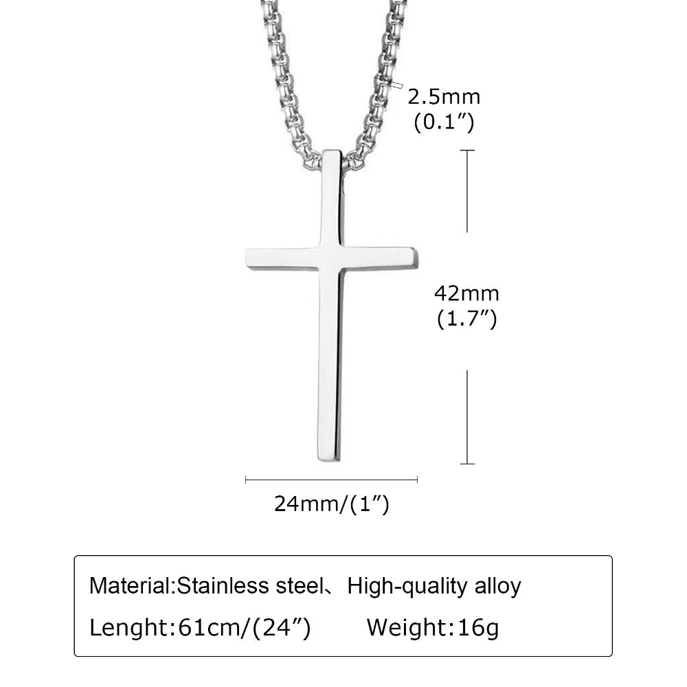 Silver Chain Pendant Necklace 60/70CM Length Jesus Cross Necklace For Women Men