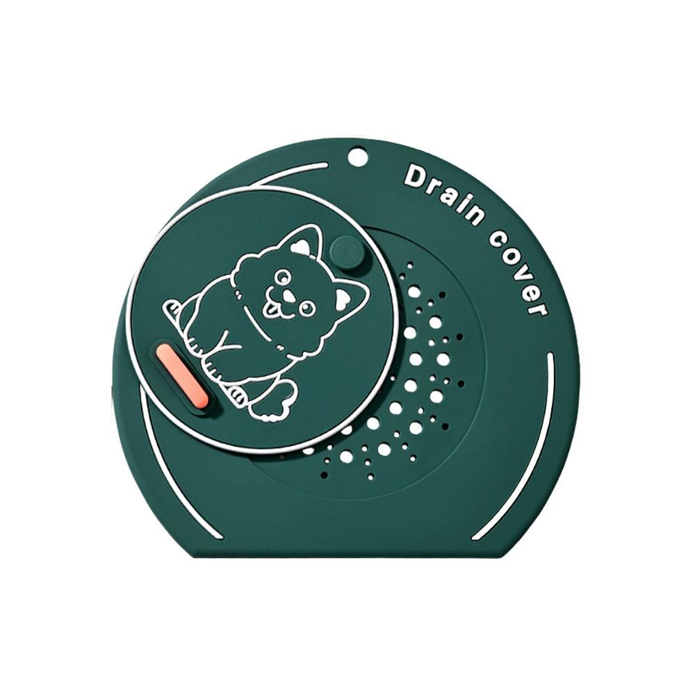 Silicone Floor Drain Cover Cartoon Dog Sewer Filter Pad Floor Drain Mat for Kitchen Toilet зелёный