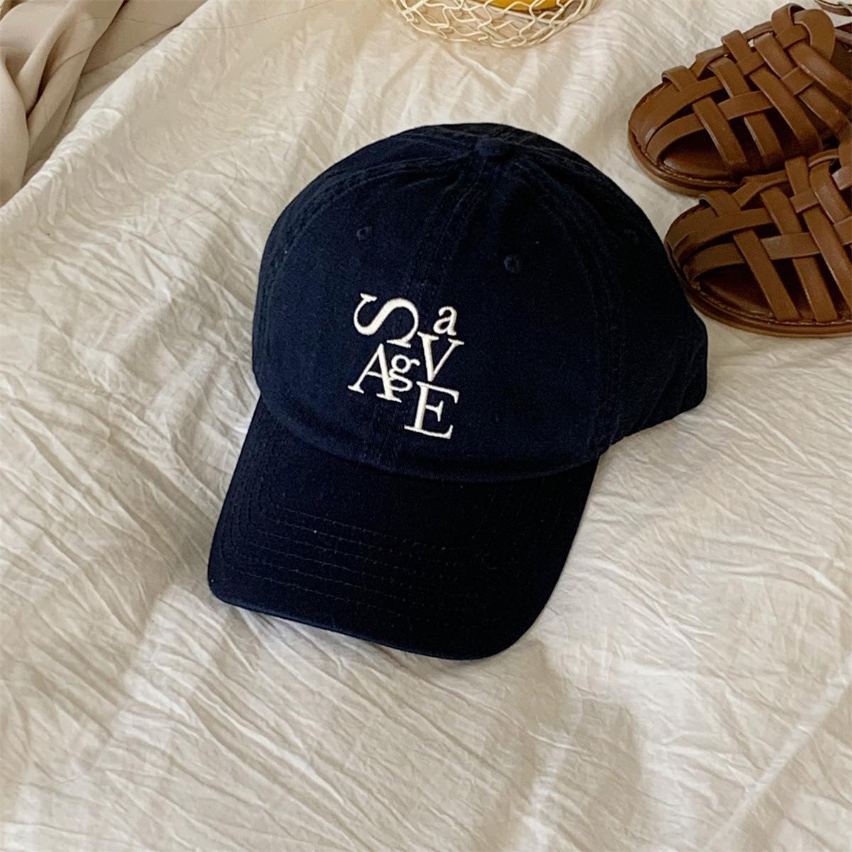 

Soft Top Letter Embroidered Baseball Cap for Women New Age reducing Face-reducing Versatile Sun Visible Casual Baseball Cap for Men M（56-58cm）