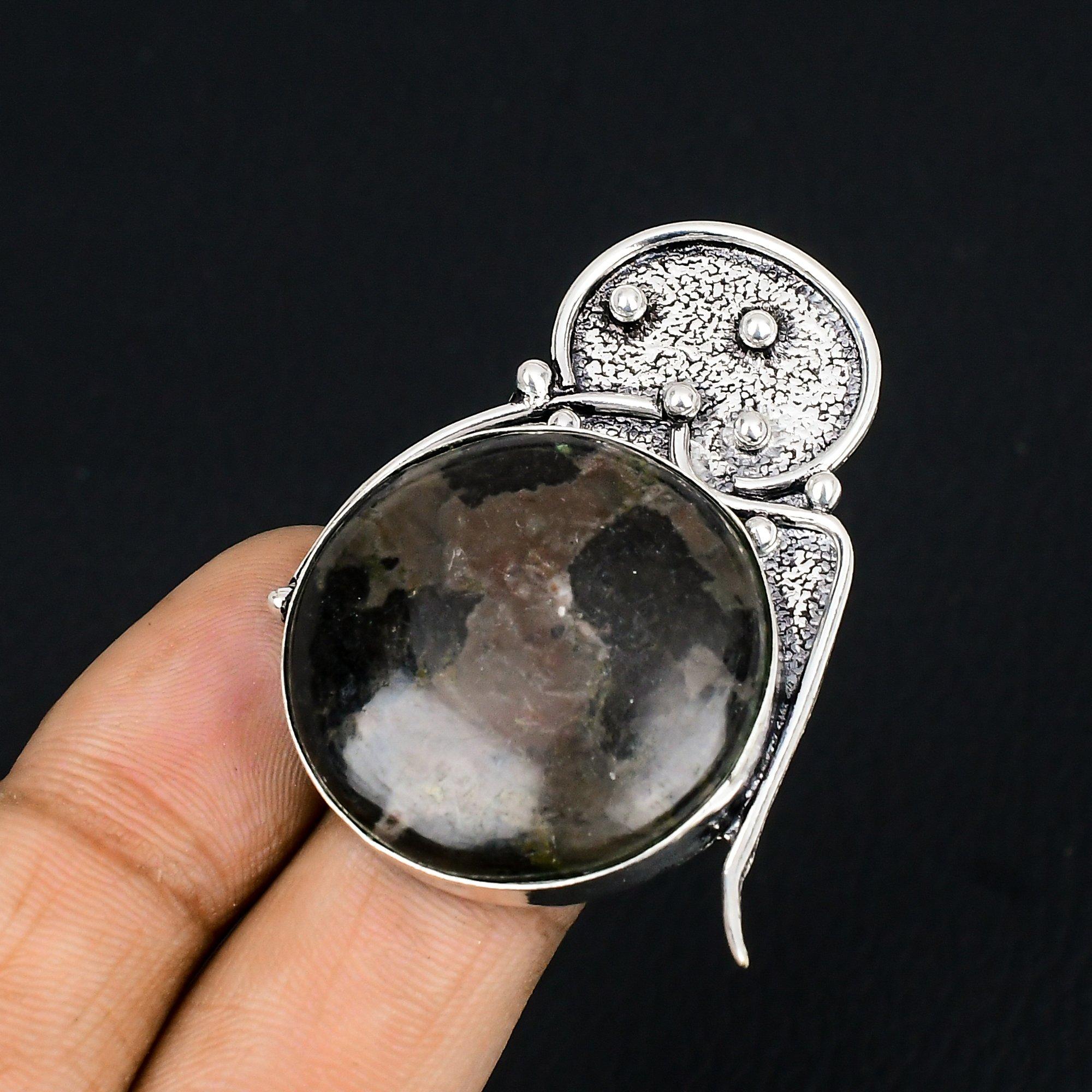 Daughters Day Deal Gabbro Jasper Gemstone 925 Silver Stackable Boho Ring Size 7 7