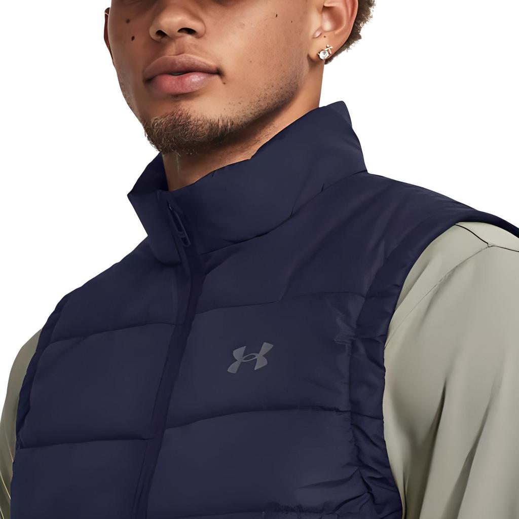 Under Armour Chaleco para Hombre de Color Sólido con Cuello Mao y Bolsillo con Cremallera Azul Marino 1378497-410