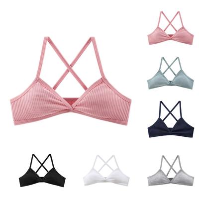 Women's Solid Color Threaded Cotton Underwear Bra Back Beautiful Bra