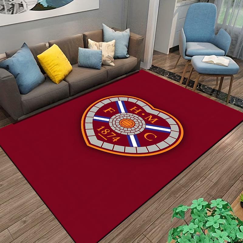 Area Rug Heart of Midlothian FC 1874 Crest Maroon Soccer Carpet Office Decor Gift for Men