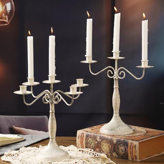 Vintage Iron Art Candle Holder Decoration Detachable 3/5-Arm Candlestick Home Office Living Room Metal Taper Candle Stand Table Centerpiece Ornament