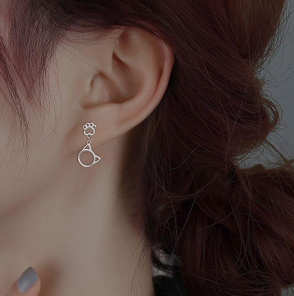 Cute Sweet Woman Party Korean Girls Ear Buckle Cat Stud Earring Cat's Paw Earring Fashion Jewelry