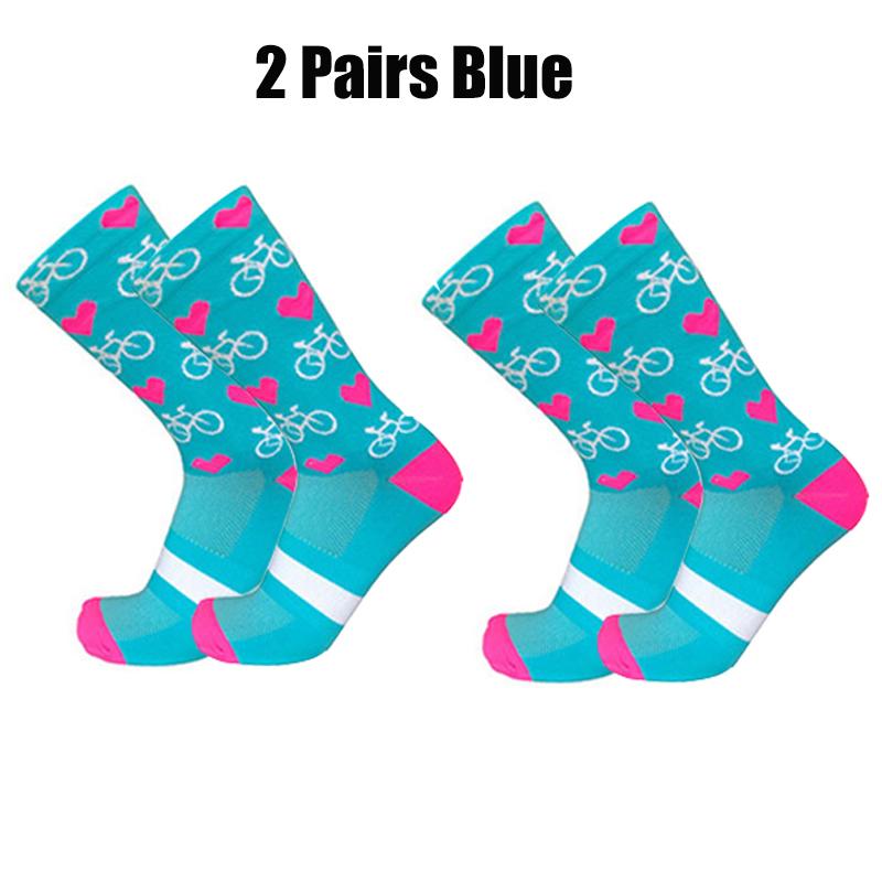 Radsocken Herren Damen Professionell Sport Pro Kompression Rennradsocken Mountainbike-Socken Rennsocken Herzmuster