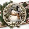 Snowman Wreath Round Metal Wall Art Christmas Holiday Decor Home Gift Indoor Outdoor