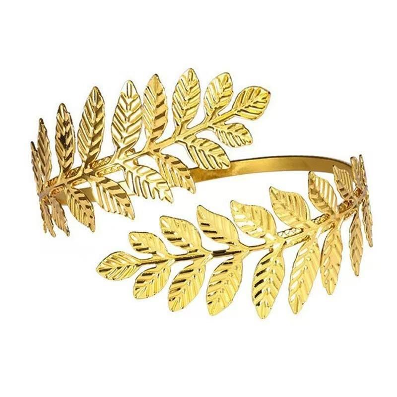 Elegant Gold Crystal Leaves Adjustable Metal Bracelet for Women