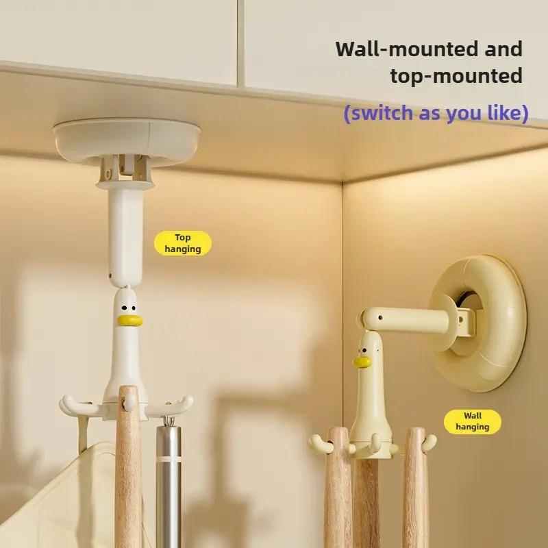 1Pc Adjustable Utility Hooks with Suction Cup 360° Rotating Duck Design Wall Mount Multi-Functional Creative Home Organizer