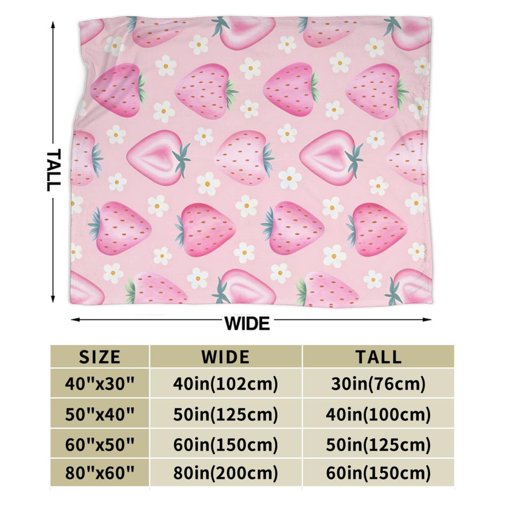 Rosa Erdbeer-Decke Camping Flanell-Kuscheldecke Für Schlafzimmer Super Warm Benutzerdefinierte Qualität Tagesdecke Geburtstagsgeschenk