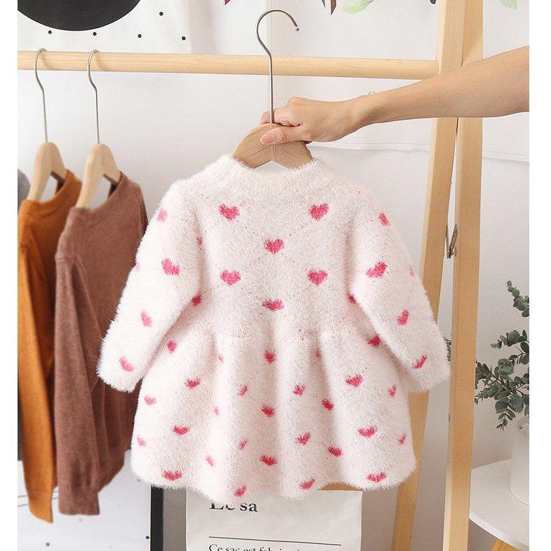 Autumn Winter Girls Baby Snow Keep Warm Knitted Sweater Mini Dress