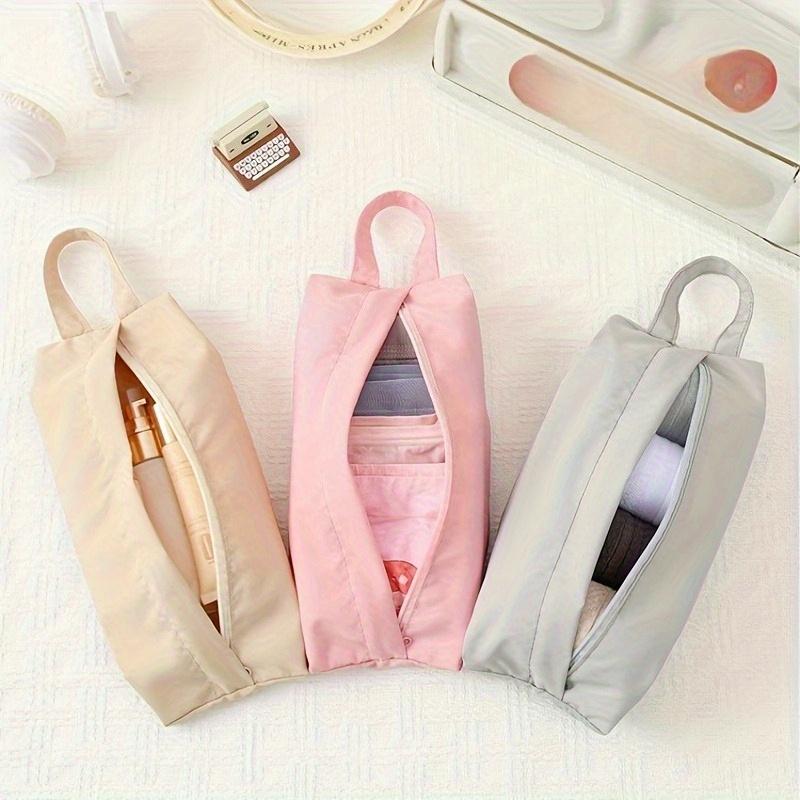 Portable Travel Makeup Pouch, Storage Bags for Underwear And Socks, Available in Beige, Gray, Pink, and Blue, Perfect for Travel