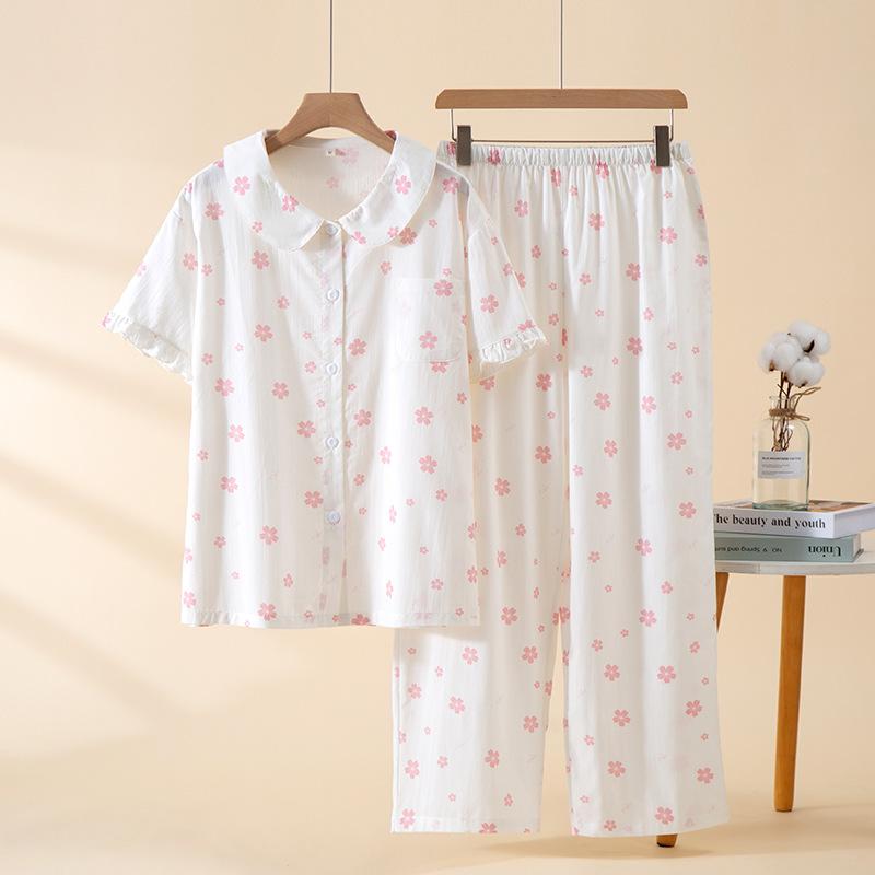 Women's Pajamas, Short-sleeved Trousers, Summer Lace Suit, Thin Butterfly Loungewear, Cardigan, Can Be Worn Outside, Ice Silk