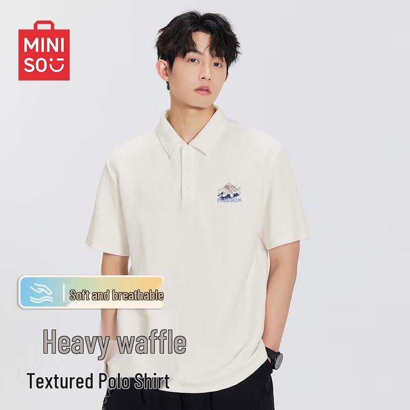 MINISO Men s Waffle Knit Polo Shirt M