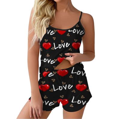 Bedrukte pyjama sets voor dames Zachte tweedelige loungewear sets Mouwloze tops Shorts Bijpassende pyjama's Nachtkleding
