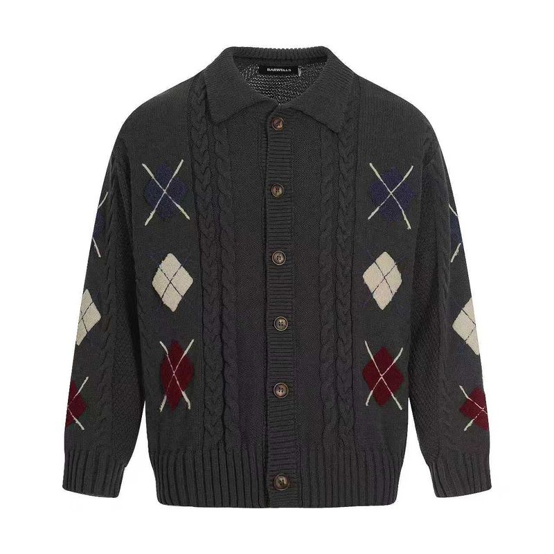 

Cabbage Coke Autumn and Winter Vibe Twist Pattern Diamond Knit Sweater for Men and Women, Loose Casual Relaxed Lazy Style Sweater Gray XL