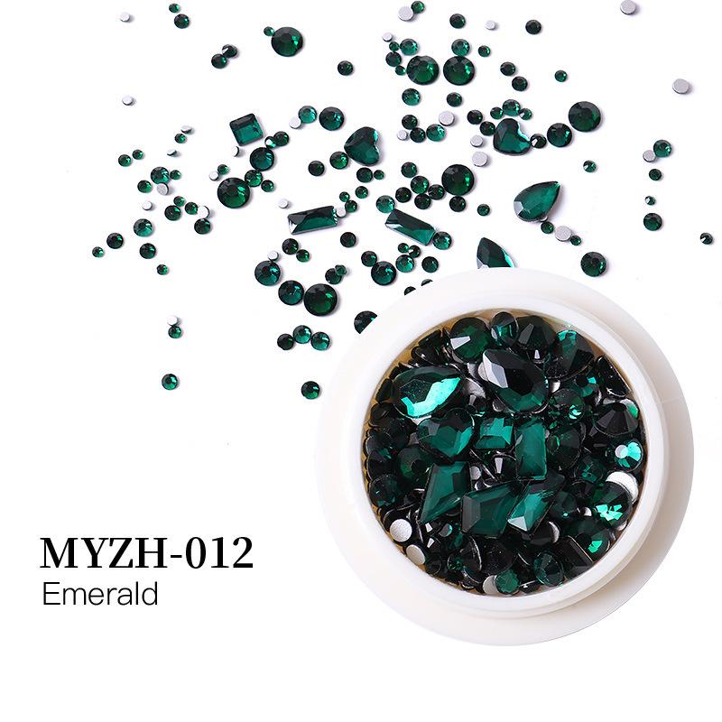 Round Box Nail Art Jewelry Glass Round Diamond Special-Shaped Diamond Flat Bottom Diamond Nail Art Diamond Jewelry Mixed