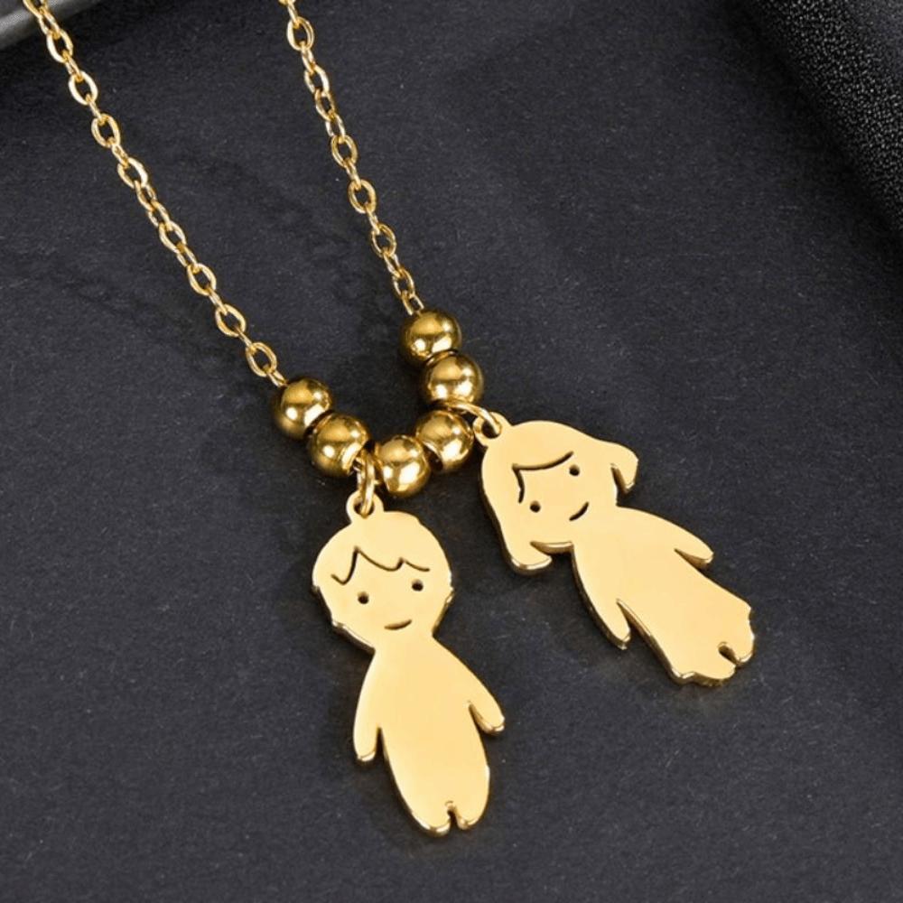 Stainless Steel Boy Girl Necklace Pendant Lover Necklace Choker Family Necklace Lovers