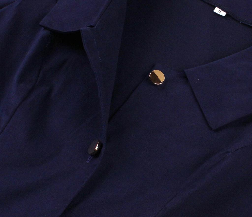 Europäisches & Amerikanisches Damen Retro Mid-Sleeve Umlegekragen Einfarbiges Kleid mit Taschen