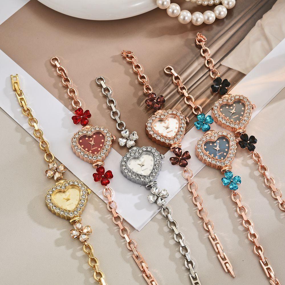 with Adjustable Bracelet Heart Shaped Watch Diamond Studded Watch Strap Wrist Decoration  Gift