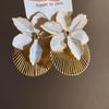 Shell Shape Orchid Flower Shell Earrings Oil Drip Ear Pendant Floral Ear Studs  Festival