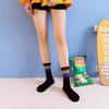 Girls' Japanese & Korean Style Rainbow Striped Mid-Calf Socks - Cute & Trendy