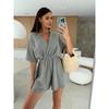Summer Fashion Cross V Neck Loose Women Jumpsuits Casual Solid Color Short Sleeve Elegant Simple Party Playsuits Office Streetwear Women's Clothing