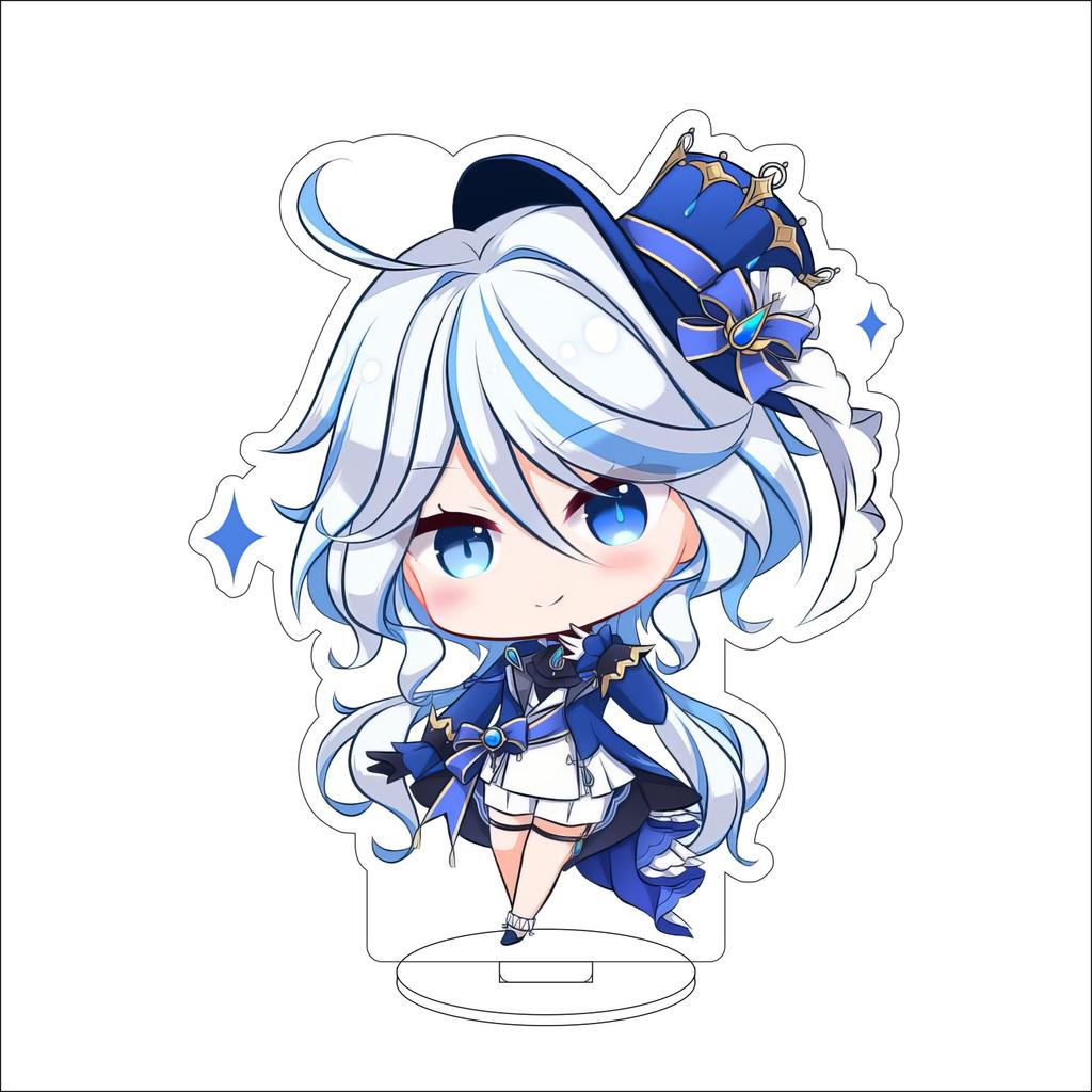 10CM Anime Genshin Impact Figure Stand Model Furina de Fontaine Cute Desk Decor Standing Sign Gifts