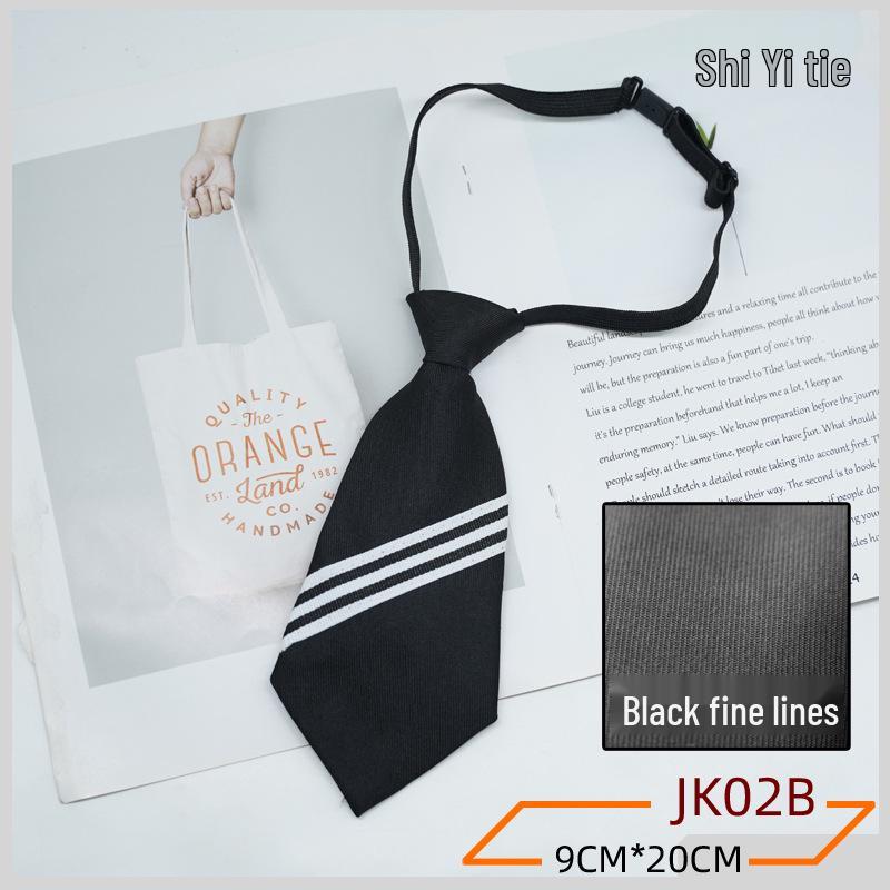 JK Women's No-Knot Black Stripe Academic Style Tie – Korean & Japanese School Uniform Accessory