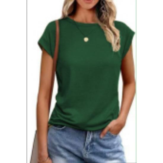 Women Work Casual Fashion Short-sleeved Round Neck Solid Color T-shirt Top