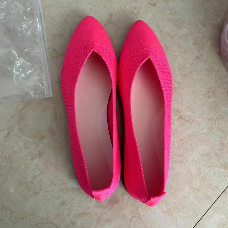 Flying Weaving Solid Color Casual Single Shoes Flat Bottom Shallow Mouth Soft Sole Lefu Shoes Breathable Mesh Flat Shoes