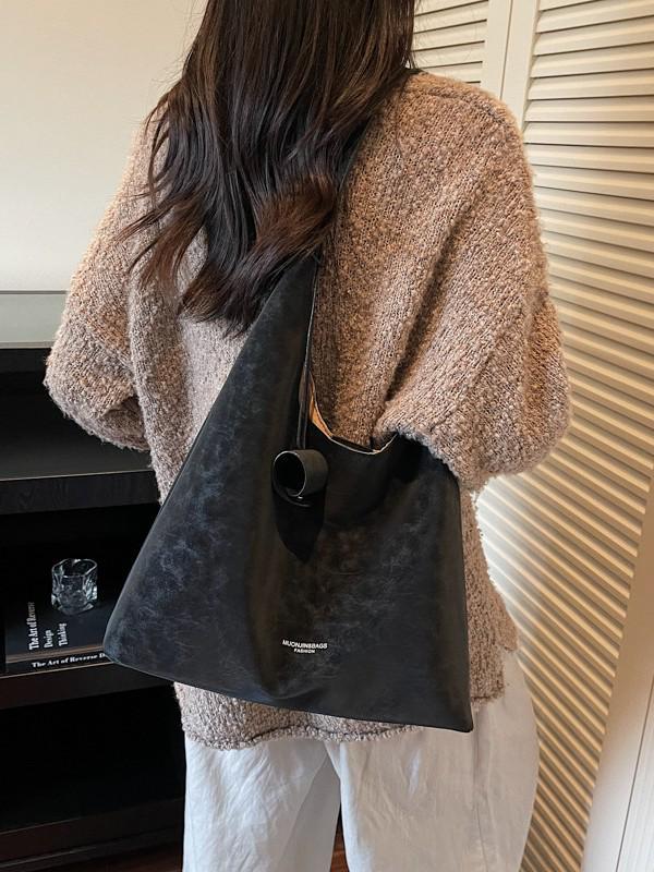 Retro Merad Women's Matte Shoulder Tote – Lazy Style, Niche Design, Large Capacity for Commuting.