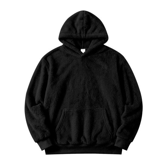 Codzienna Casualowa Streetwear Męska Pluszowa Bluza z Kapturem, Polarowy Pulower Teddy z Kieszenią Kangurką, Luźny Top z Kieszenią, Miękki Ciepły Zimowy Sweter