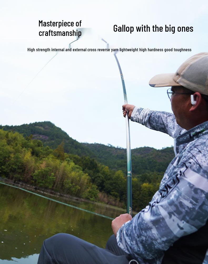Canna da pesca leggera in fibra di carbonio a forma di sirena per carpa argentata e erbivora - Canna a mano resistente per lago e bacino