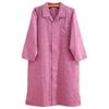 K's Eye Unisex Long-Sleeve Open-Front Pajamas, 100% Cotton Double Gauze, Spring/Autumn, Size 15005 (L, Red)