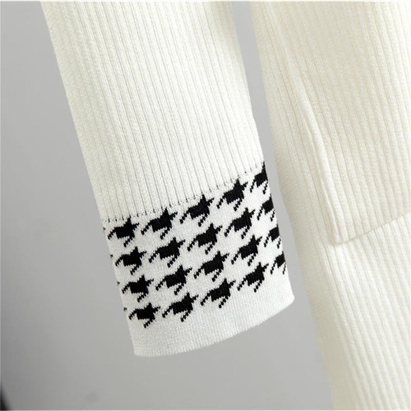 Spring and autumn classic black elegant knitted dress Small Fragrant Style Long Sleeve Woolen Dress