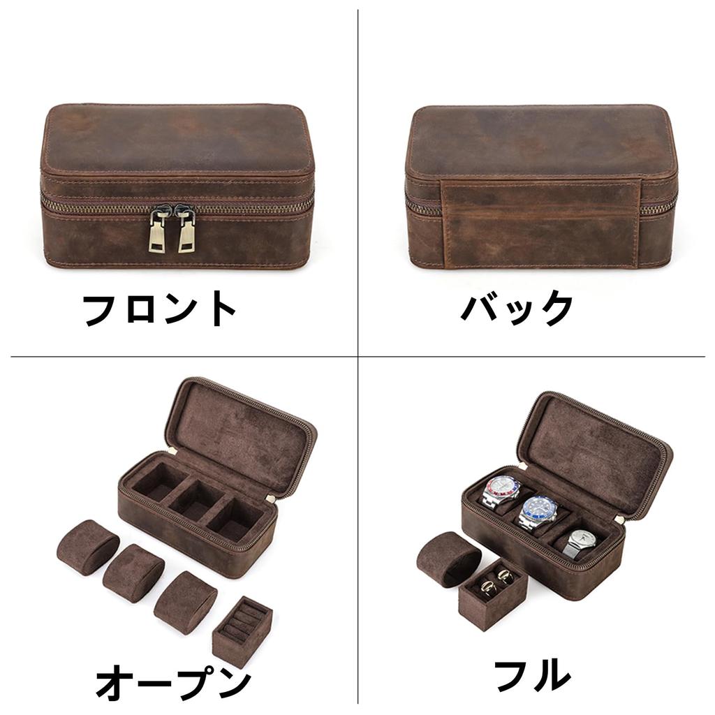 Multifunktionale Vintage-Echtleder-Familien-Tragetasche mit austauschbaren Kissen für und Uhren Kontakt für 3 Uhren Herren Damen