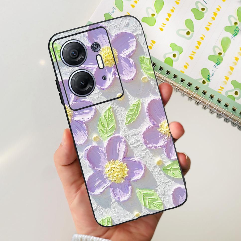 For Infinix Hot 30 5G 6.78" Case Flower TPU Soft Silicon Black Cover For Infinix HOT 30 Hot30 X6832 Astronaut Phone Cases Fundas