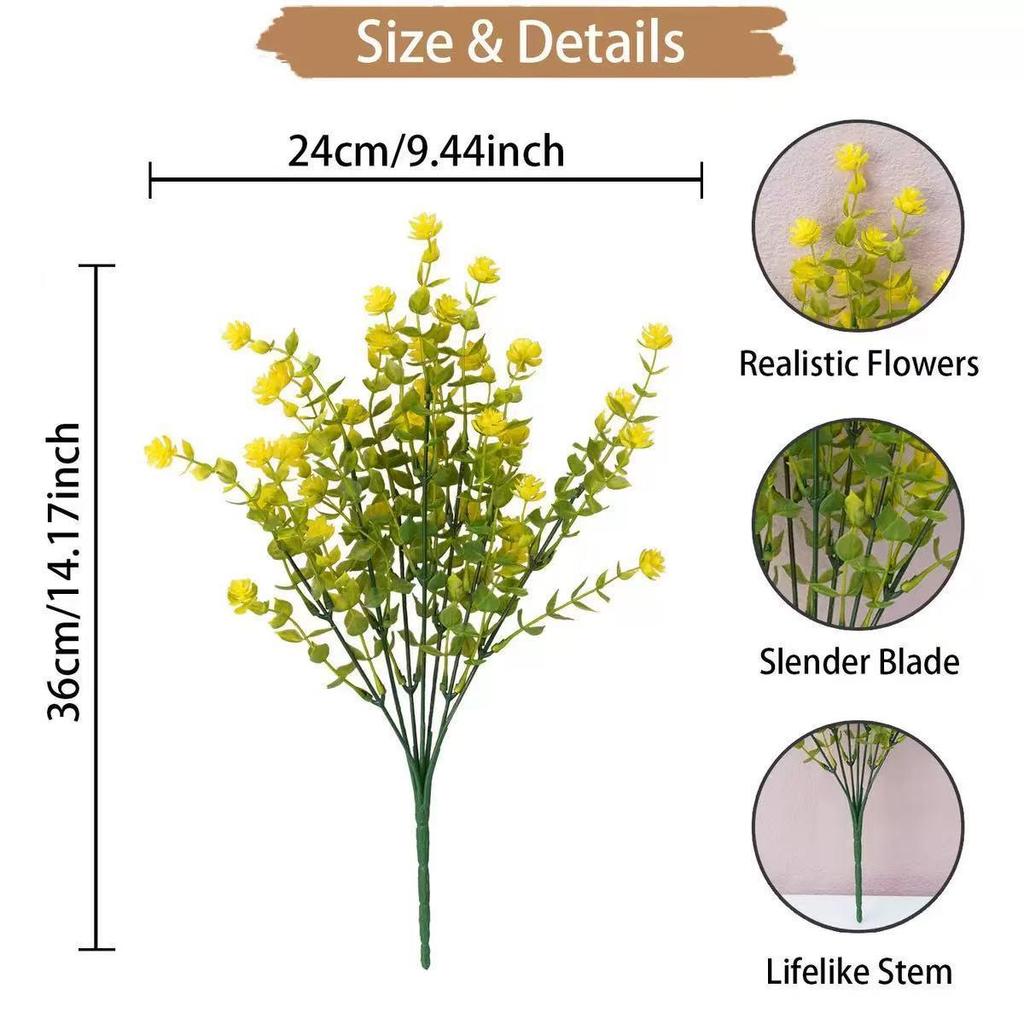 UV-Resistant Artificial Outdoor Shrubs, Fake Plants for Courtyard and Spring Decoration