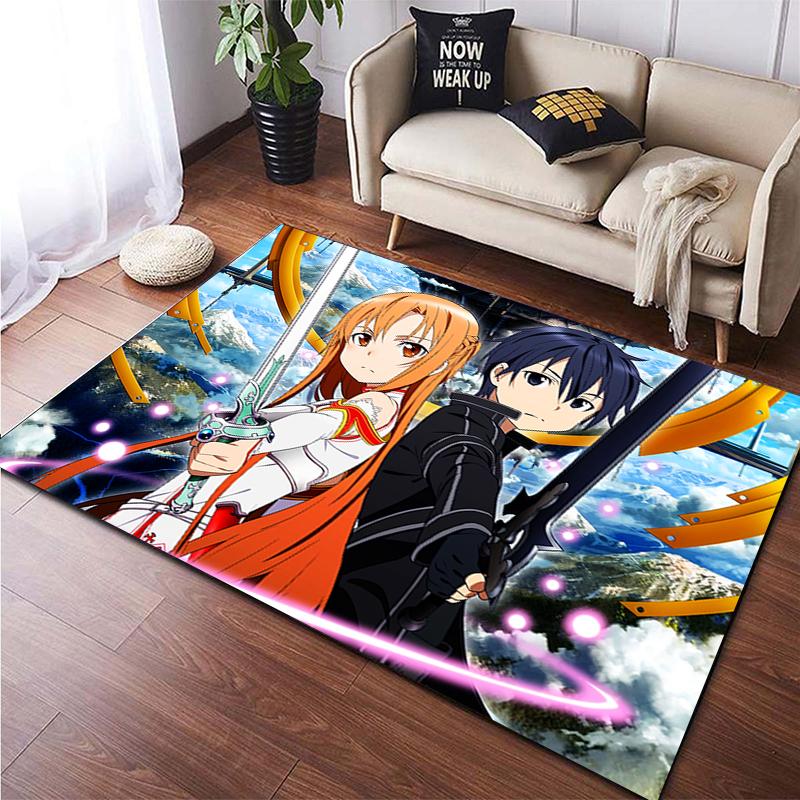 Hot Anime SAO Sword Art Online Modern House Living Room Floor Matte Bedroom Carpet Poster Mat Pattern Decorative Square Rug Gift