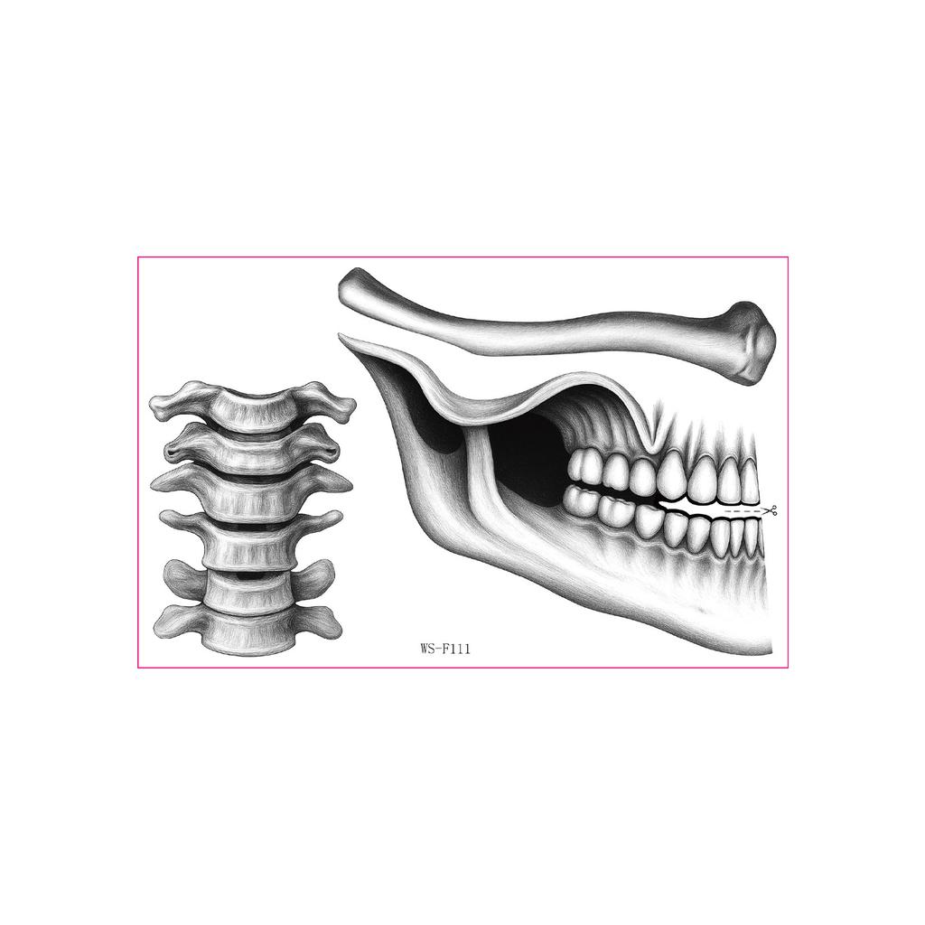 New Popular Halloween Mouth Bone Collarbone Tattoo Stickers, Lip Makeup Decoration, Horror Tattoo Stickers