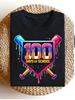 00 Days of Baseball T-Shirt Casual Short Sleeve Round Neck Tee for Parties Holiday Summer Daily And Street Wear Print Wo