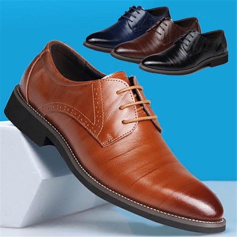 Buy Men Casual Leather Pointed ToeShoes Fashion Business Wedding Lace