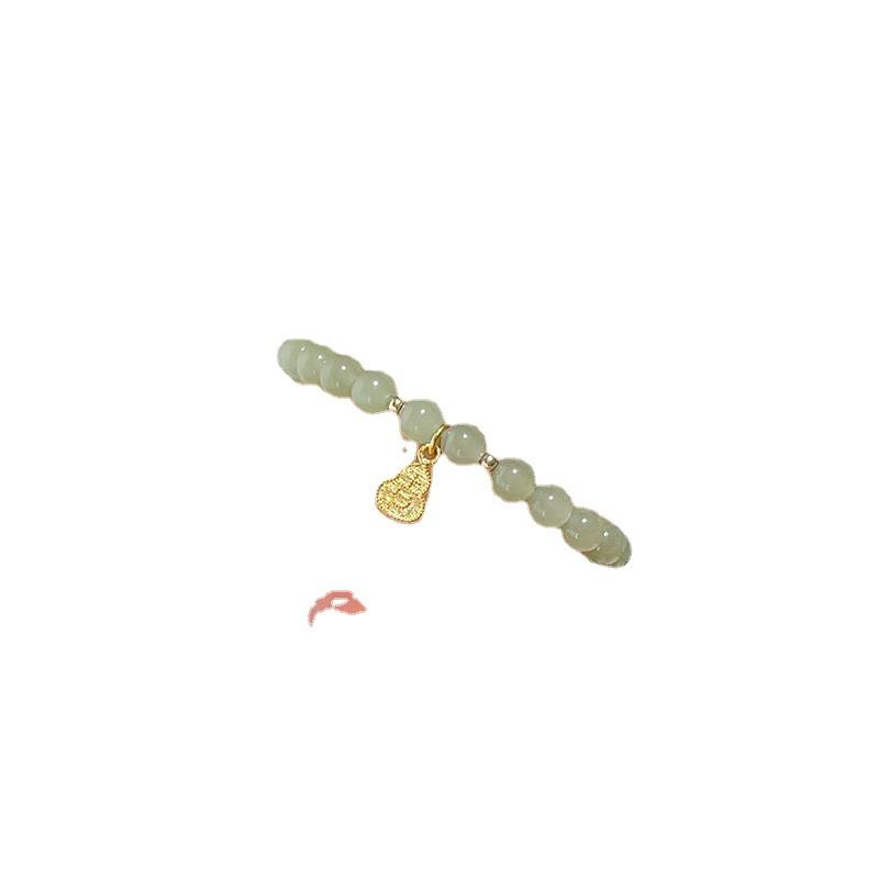 Natural Hetian Jade Bracelet for Women, Jadeite Green and White Jade Bead Bracelet, Stackable Beads, Unique Gift for Mom