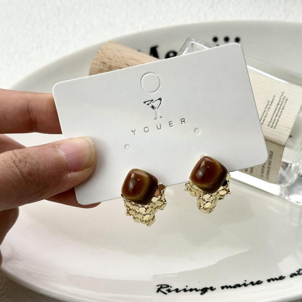 Retro Maillard Tigerauge Rhombus Pailletten Quaste Ohrstecker - Herbst/Winter Elegante Modeaccessoires